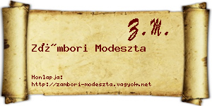 Zámbori Modeszta névjegykártya
